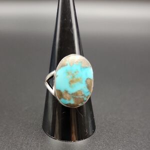 Persian Turquoise and 925 Sterling Silver Size 9.5 Handmade Southwestern Ring